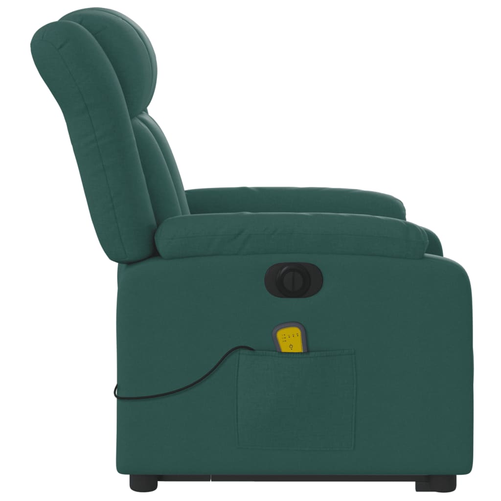 Electric massage chair with stand-up aid dark green fabric
