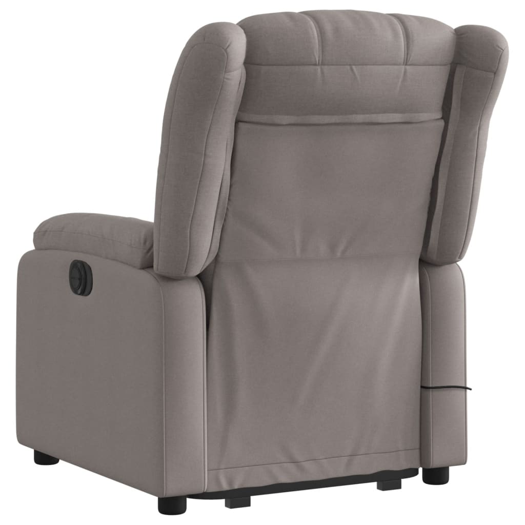 Fauteuil de massage électrique avec aide au verticalisation en tissu taupe