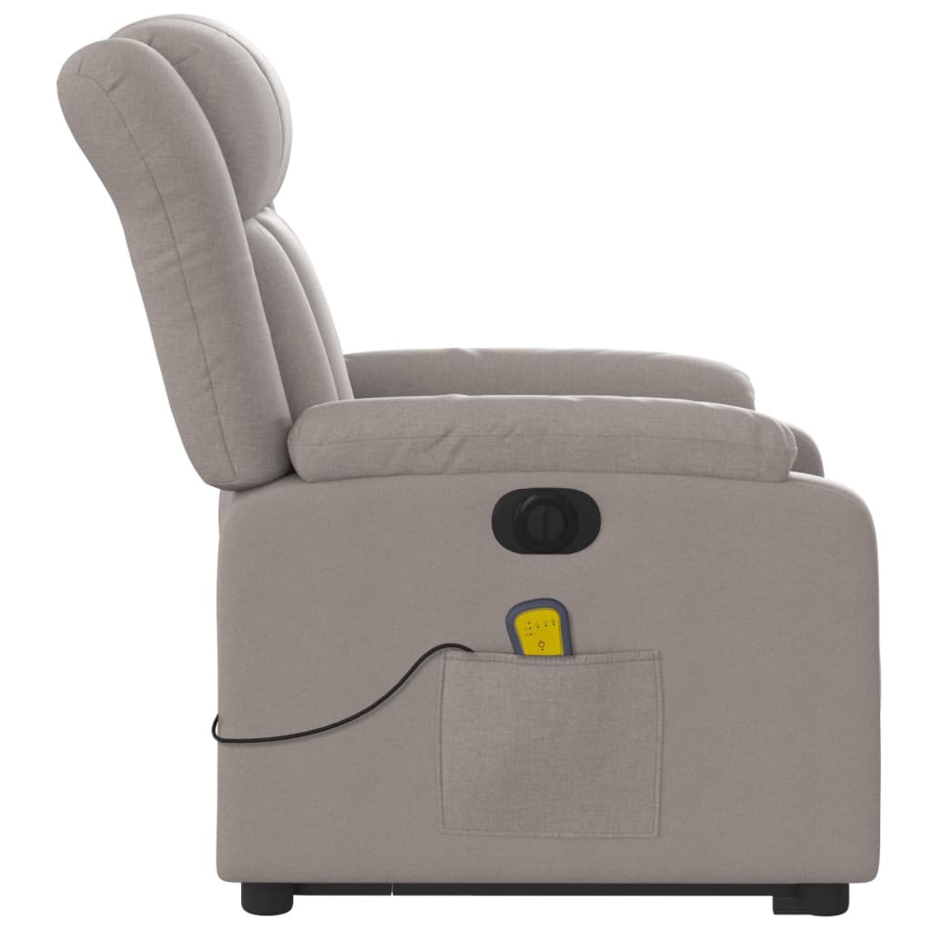 Fauteuil de massage électrique avec aide au verticalisation en tissu taupe