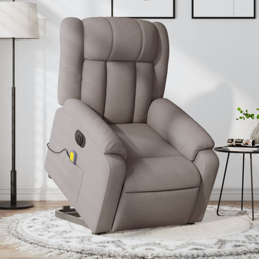 Fauteuil de massage électrique avec aide au verticalisation en tissu taupe