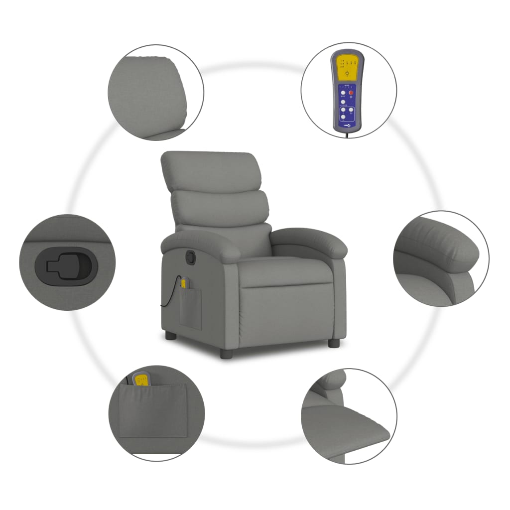 Massage-Relaxsessel, Stoff, Dunkelgrau