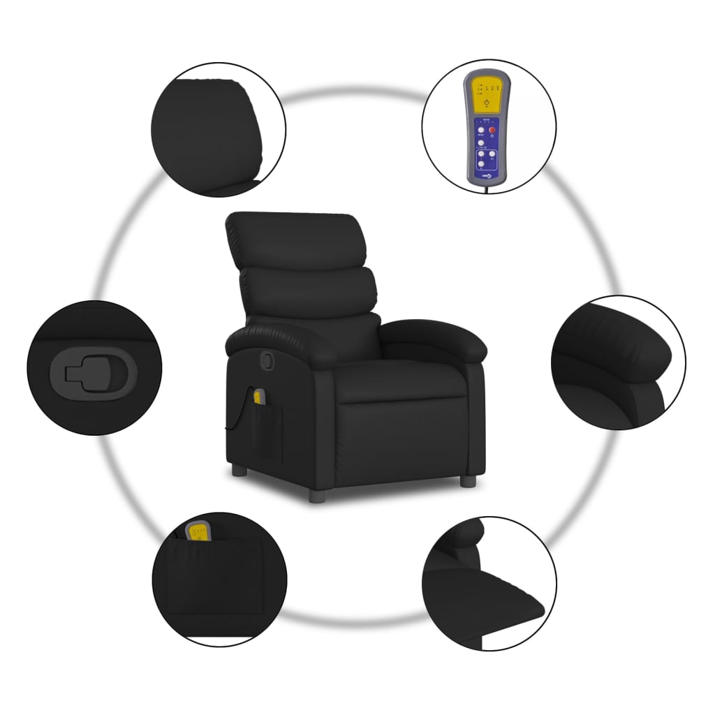 Massage-Relaxsessel, Kunstleder, Schwarz