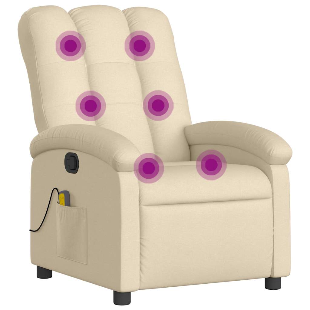 Massage-Relaxsessel, cremefarbener Stoff