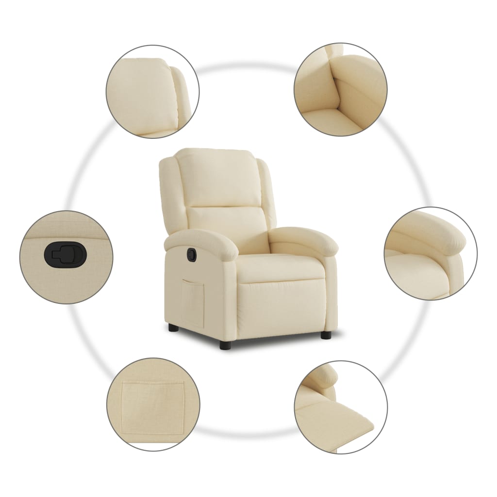 Relaxsessel, cremefarbener Stoff
