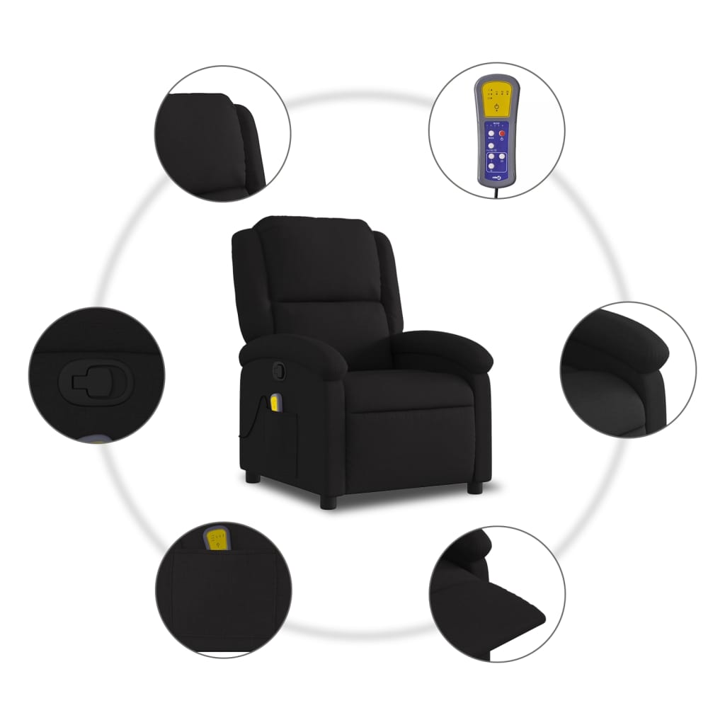 Massage-Relaxsessel, schwarzer Stoff