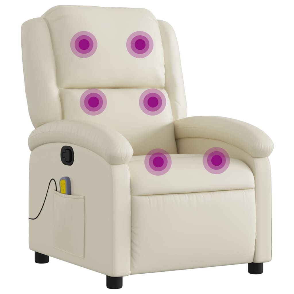 Massagesessel mit Relaxfunktion, Kunstleder, Creme