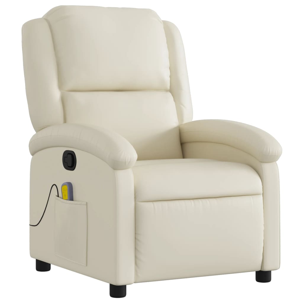 Massagesessel mit Relaxfunktion, Kunstleder, Creme