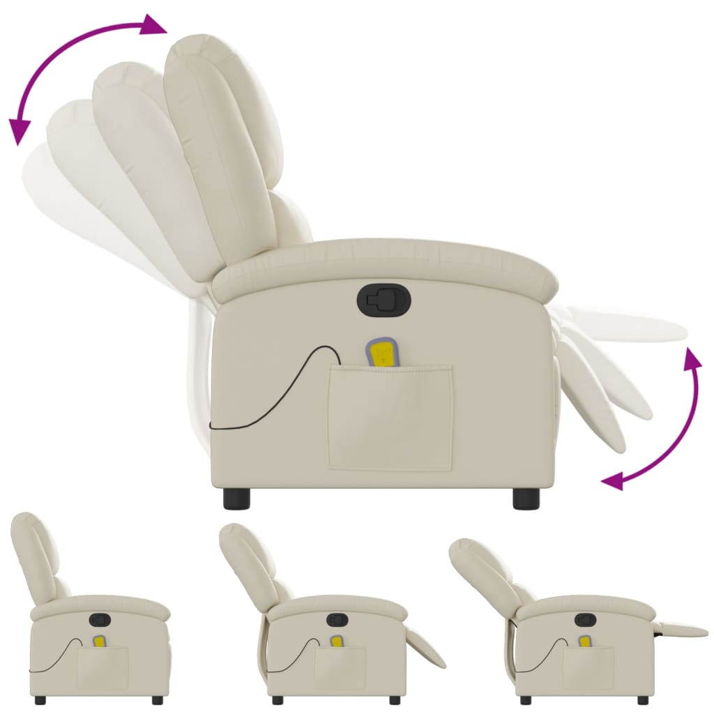 Massagesessel mit Relaxfunktion, Kunstleder, Creme