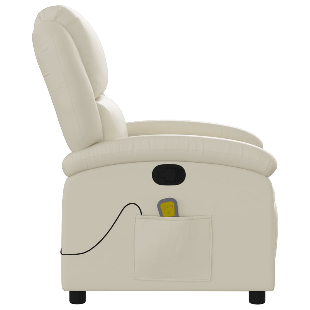 Massagesessel mit Relaxfunktion, Kunstleder, Creme