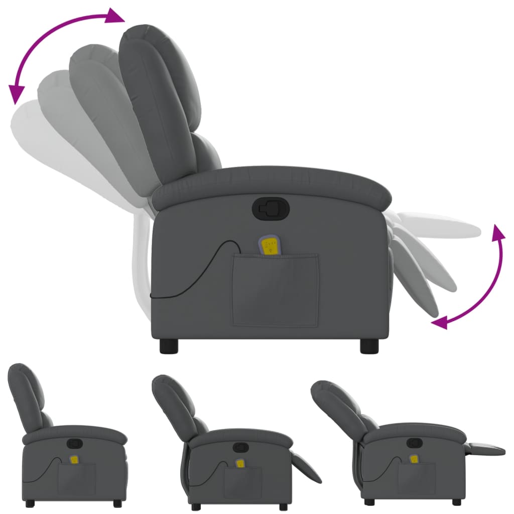 Massagesessel Relaxsessel Grau Kunstleder