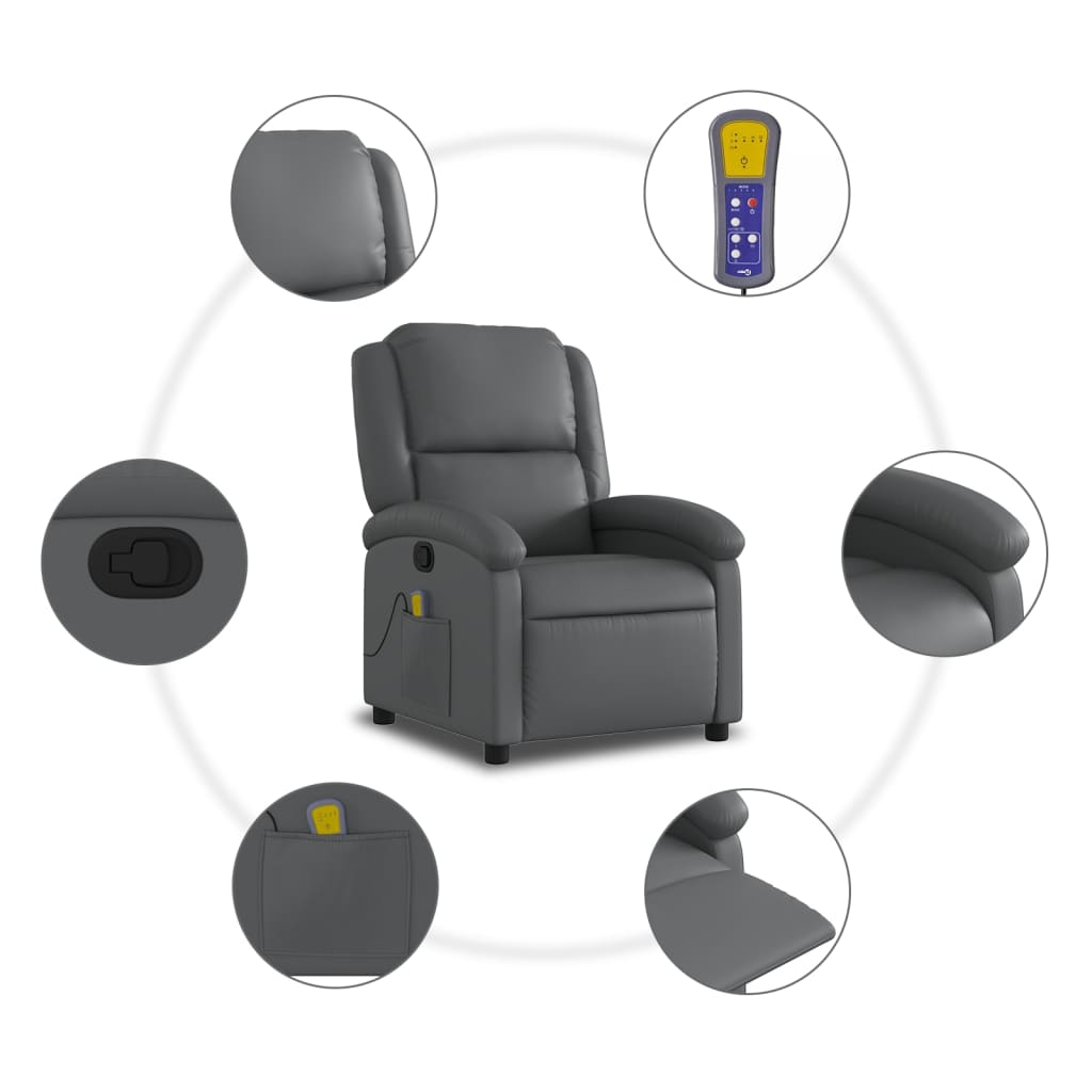 Massagesessel Relaxsessel Grau Kunstleder