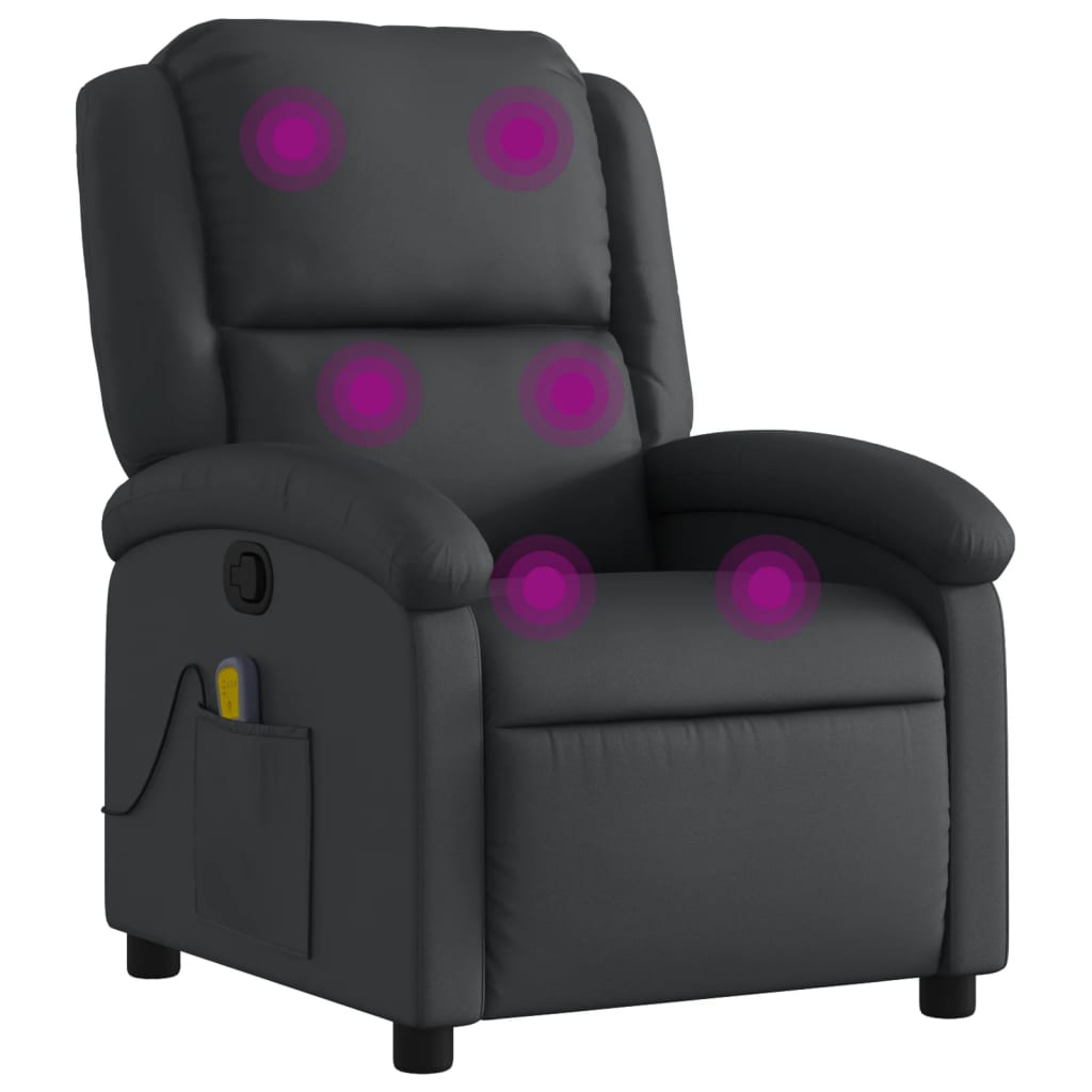 Massagesessel Relaxsessel Echtleder Schwarz