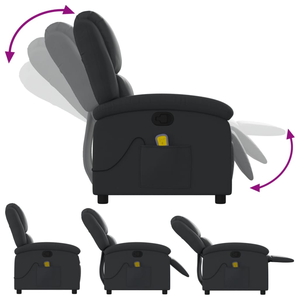 Massagesessel Relaxsessel Echtleder Schwarz
