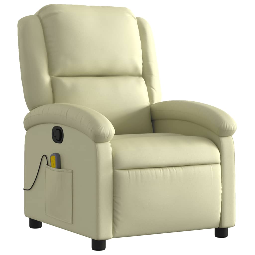 Massagesessel Relaxsessel Echtleder Creme