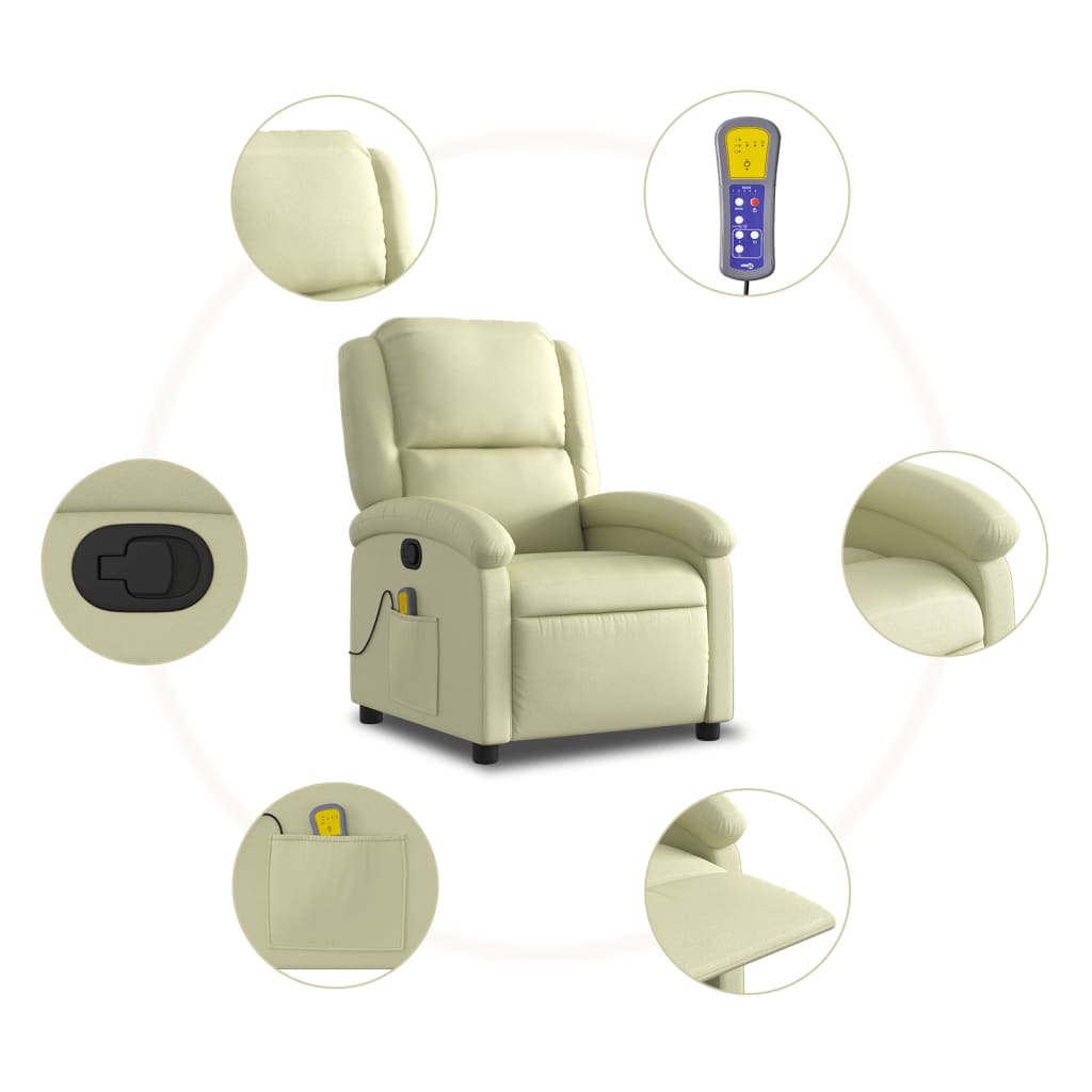 Massagesessel Relaxsessel Echtleder Creme