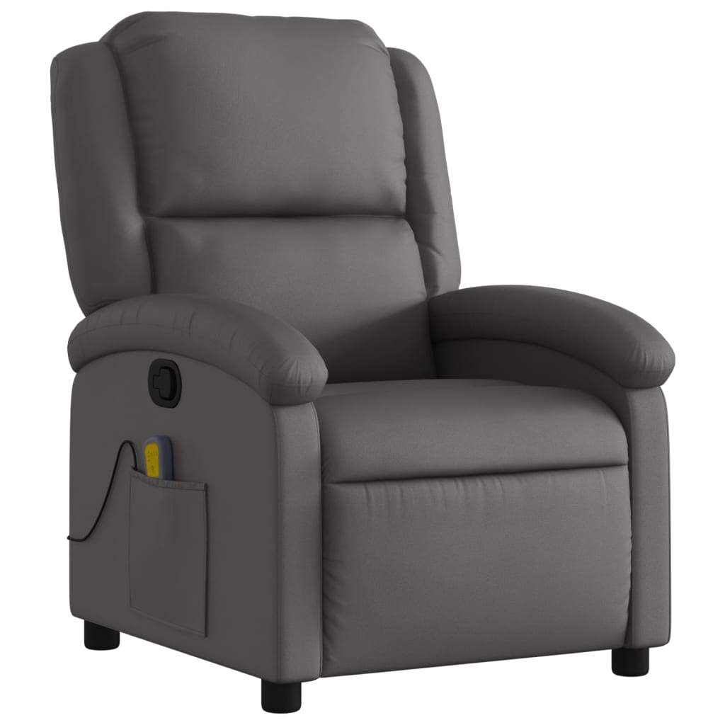 Massagesessel Relaxsessel Echtleder Grau