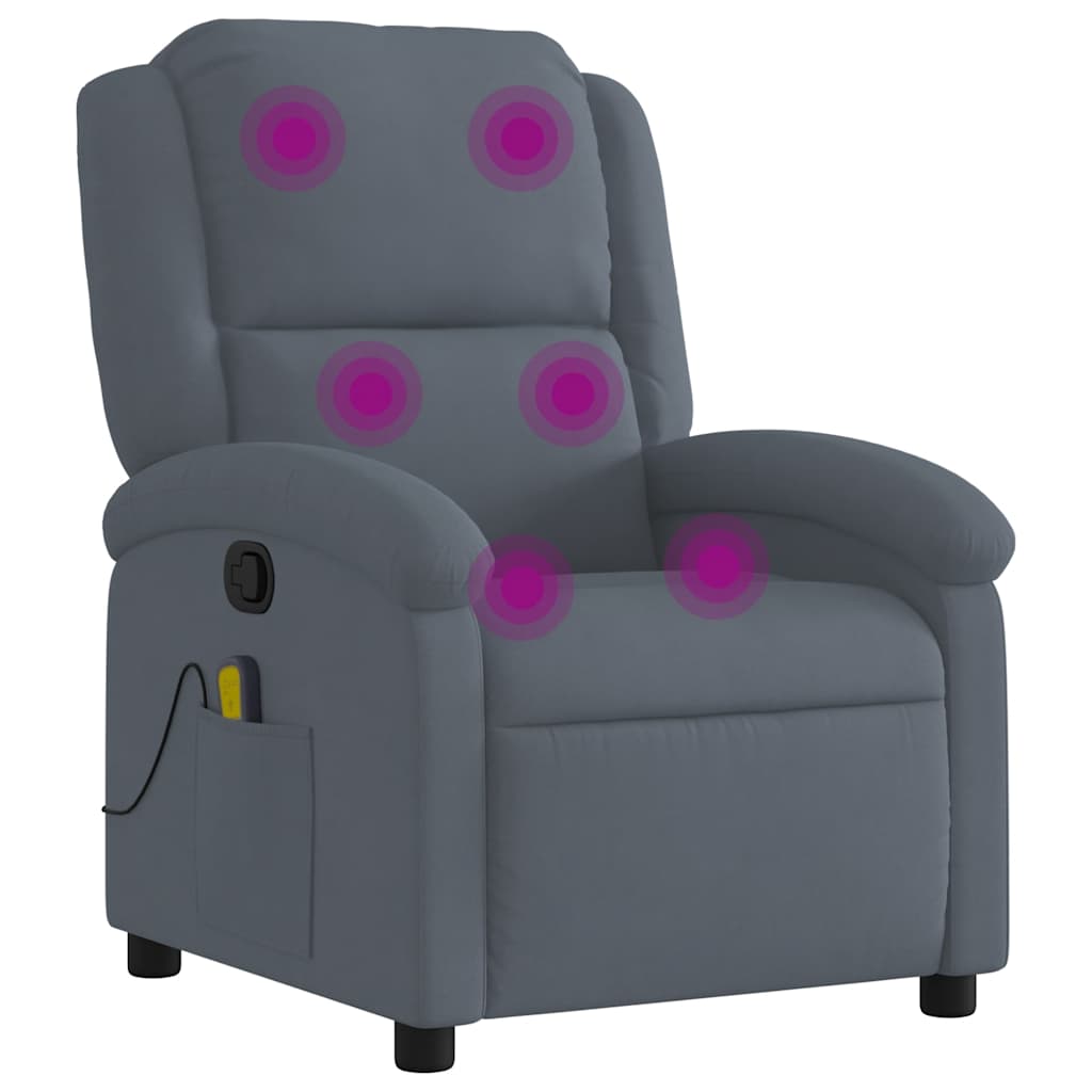 Massage-Relaxsessel, dunkelgrauer Samt