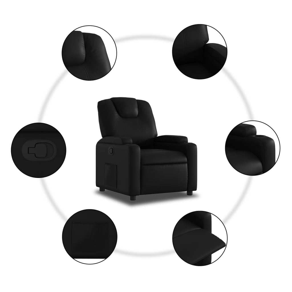 Relaxsessel, Kunstleder, Schwarz