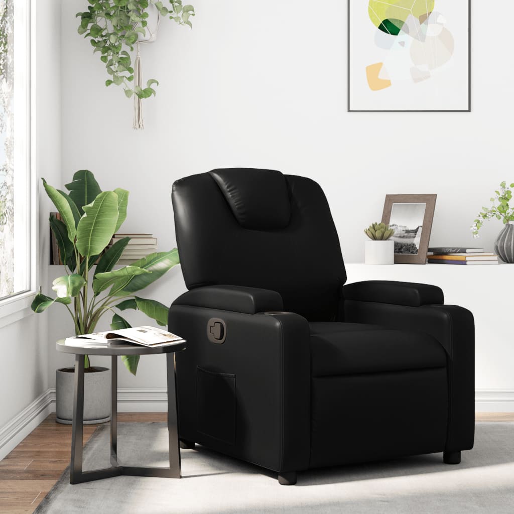 Relaxsessel, Kunstleder, Schwarz