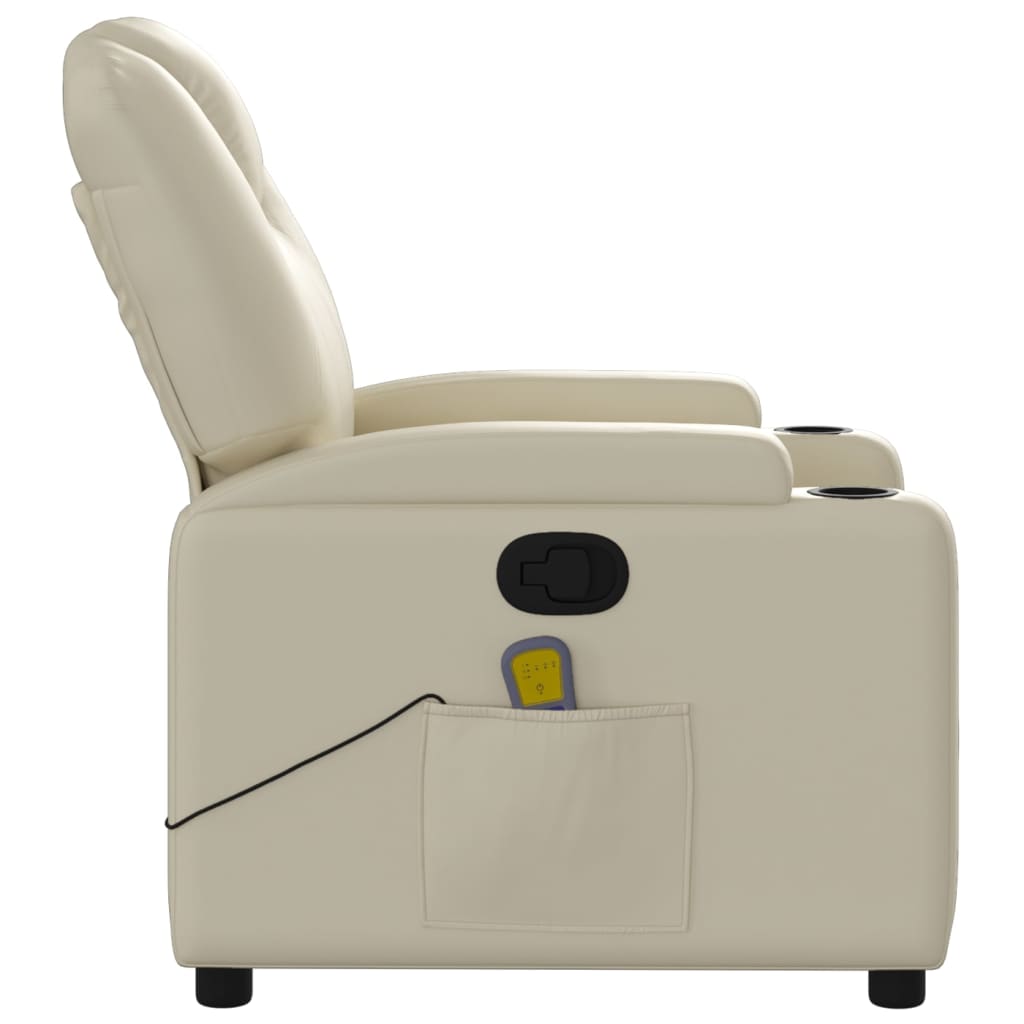 Massagesessel mit Relaxfunktion, Kunstleder, Creme