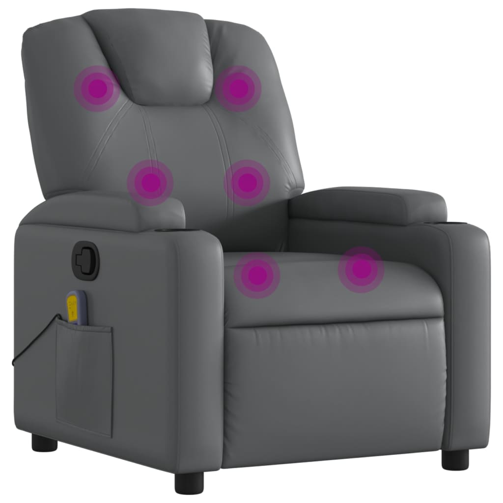 Massagesessel Relaxsessel Grau Kunstleder