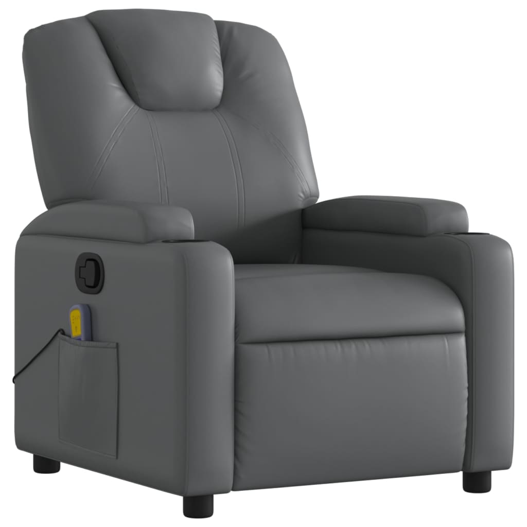 Massagesessel Relaxsessel Grau Kunstleder