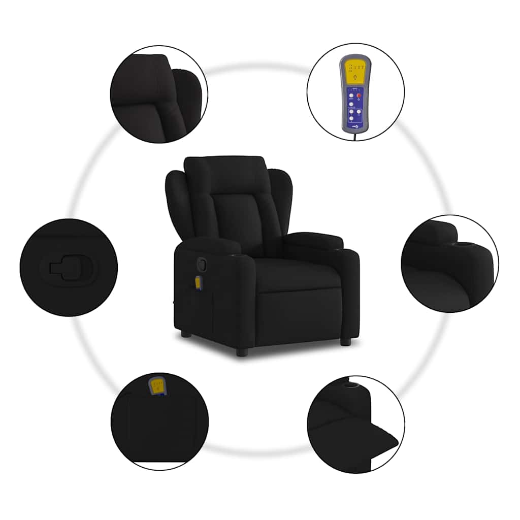 Massage-Relaxsessel, schwarzer Stoff