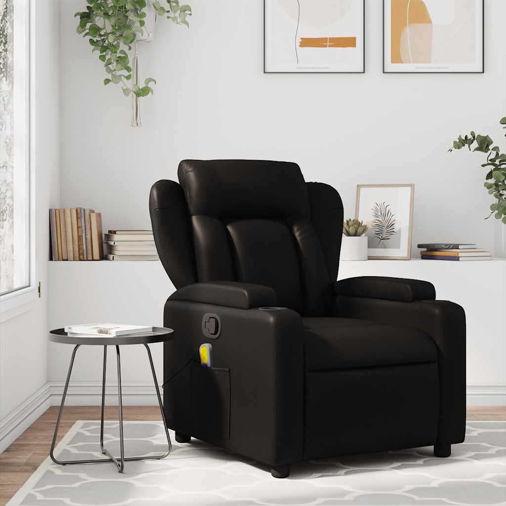 Massage-Relaxsessel, Kunstleder, Schwarz
