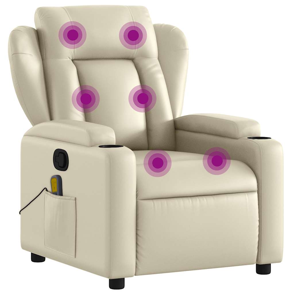 Massagesessel mit Relaxfunktion, Kunstleder, Creme