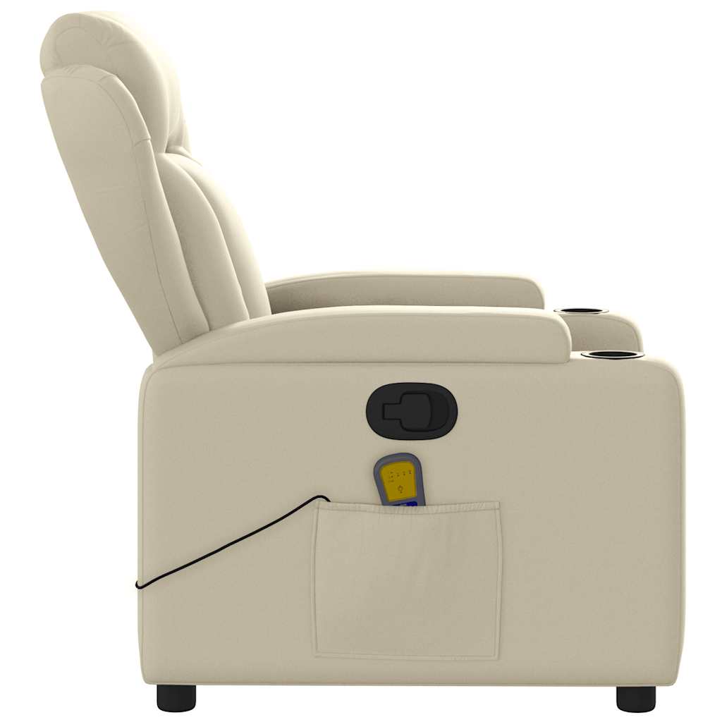 Massagesessel mit Relaxfunktion, Kunstleder, Creme