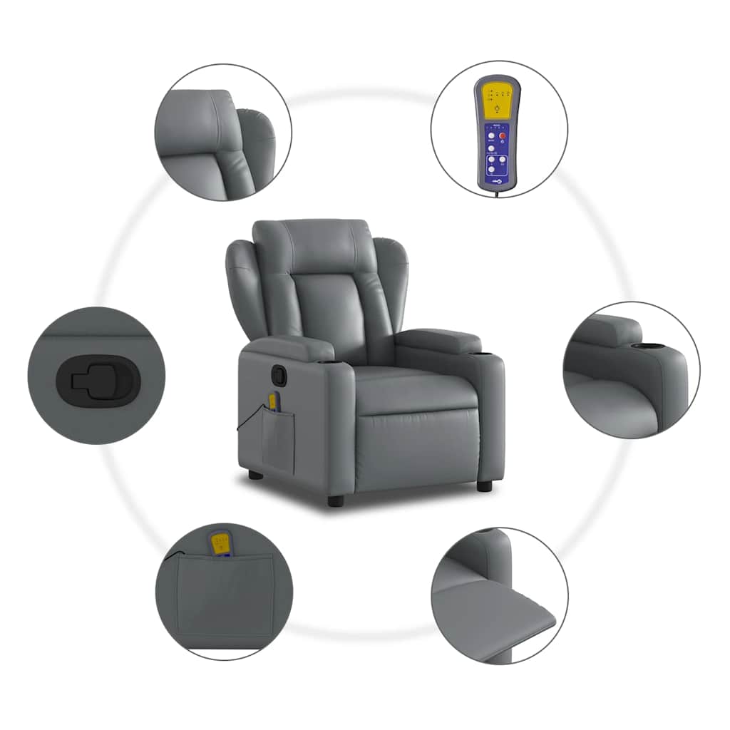 Massagesessel Relaxsessel Grau Kunstleder