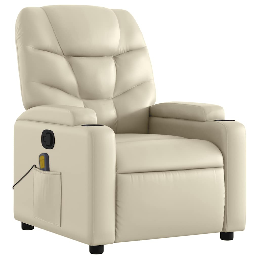 Massagesessel mit Relaxfunktion, Kunstleder, Creme