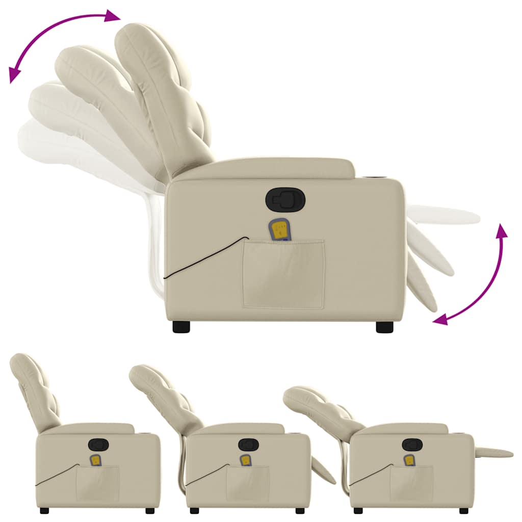 Massagesessel mit Relaxfunktion, Kunstleder, Creme