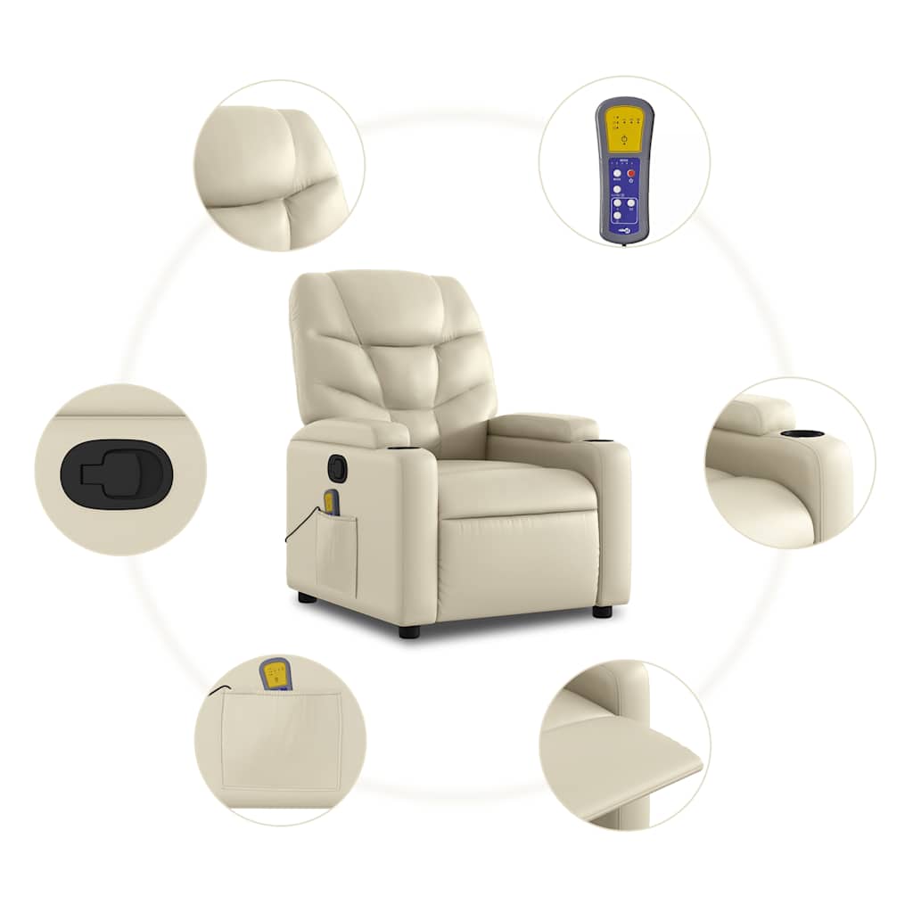 Massagesessel mit Relaxfunktion, Kunstleder, Creme