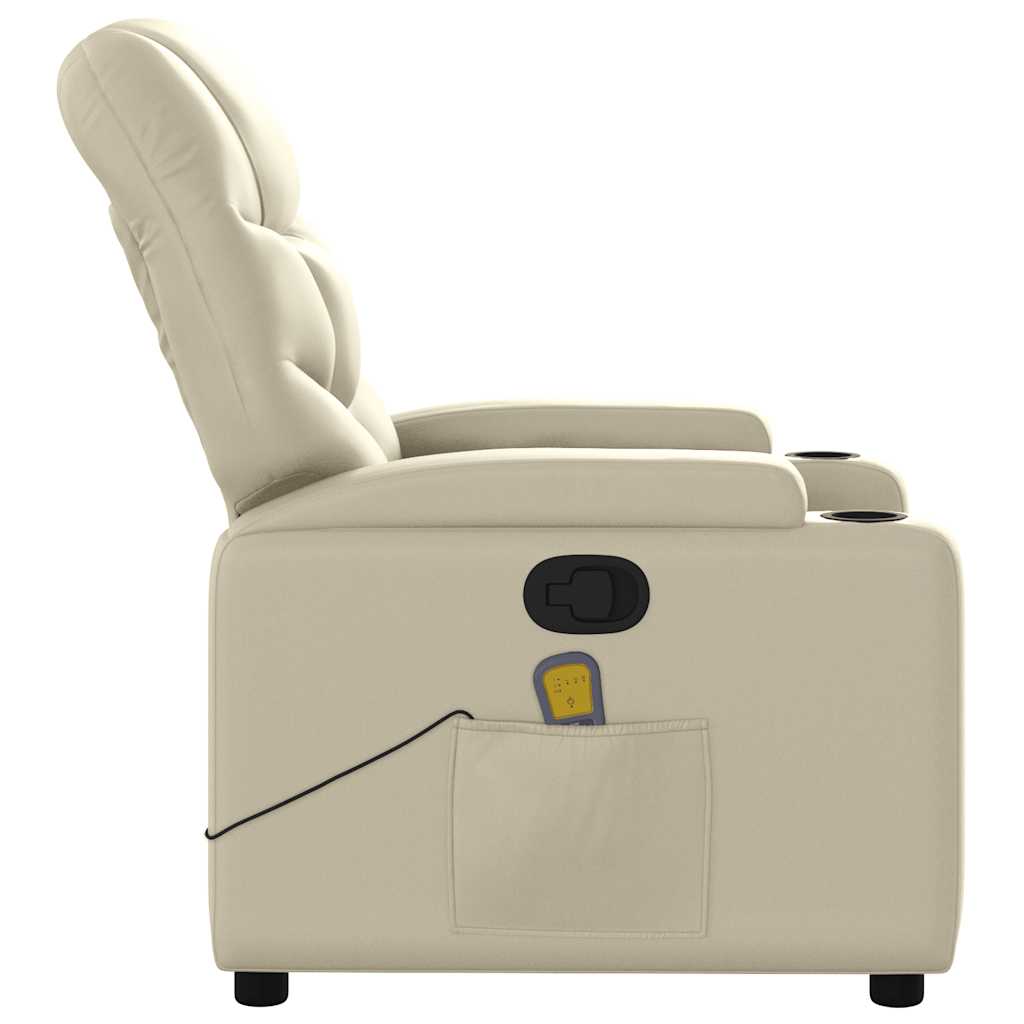 Massagesessel mit Relaxfunktion, Kunstleder, Creme
