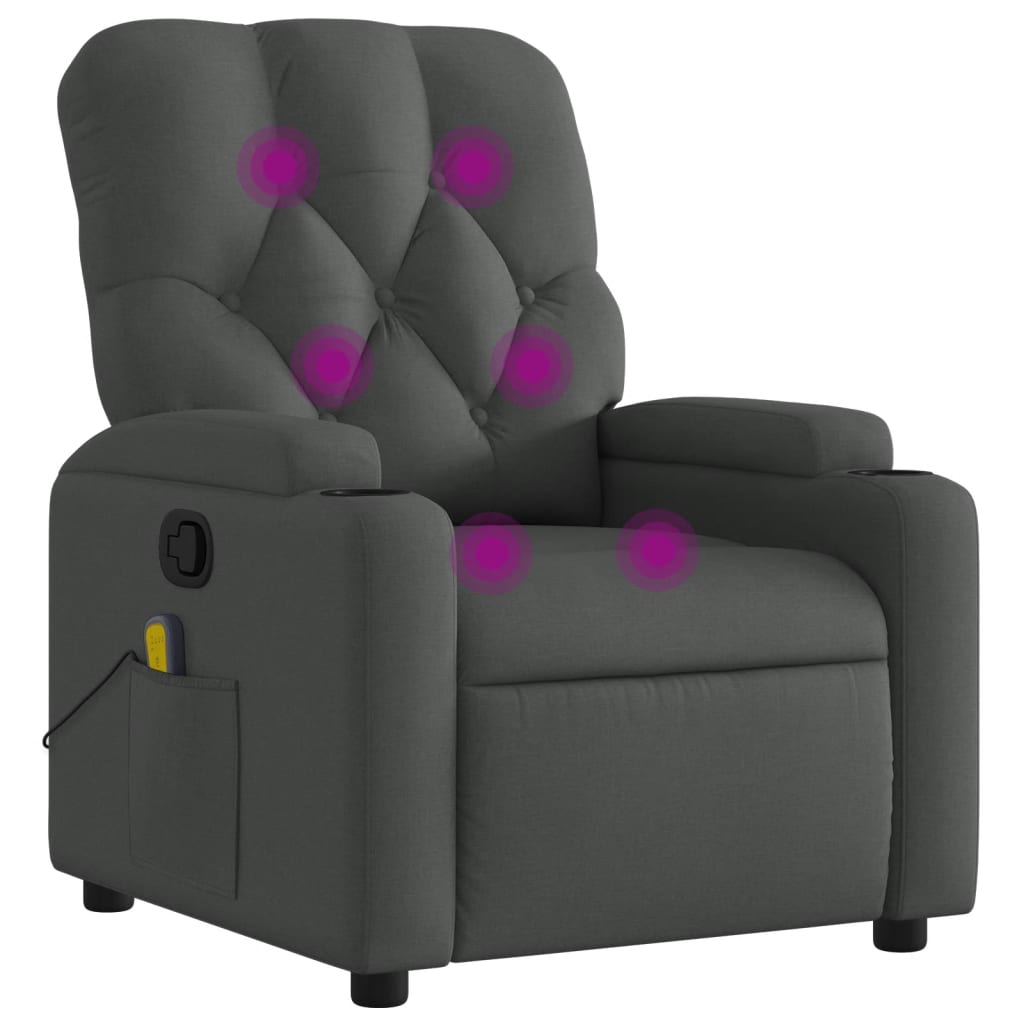 Massage-Relaxsessel, Stoff, Dunkelgrau