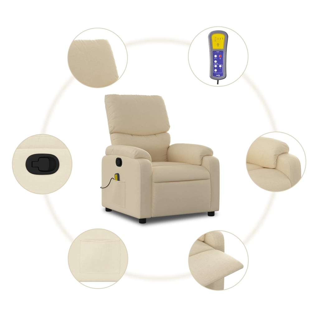 Massage-Relaxsessel, cremefarbener Stoff