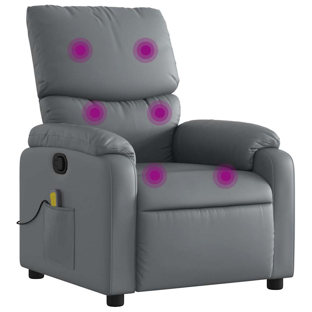 Massagesessel Relaxsessel Grau Kunstleder