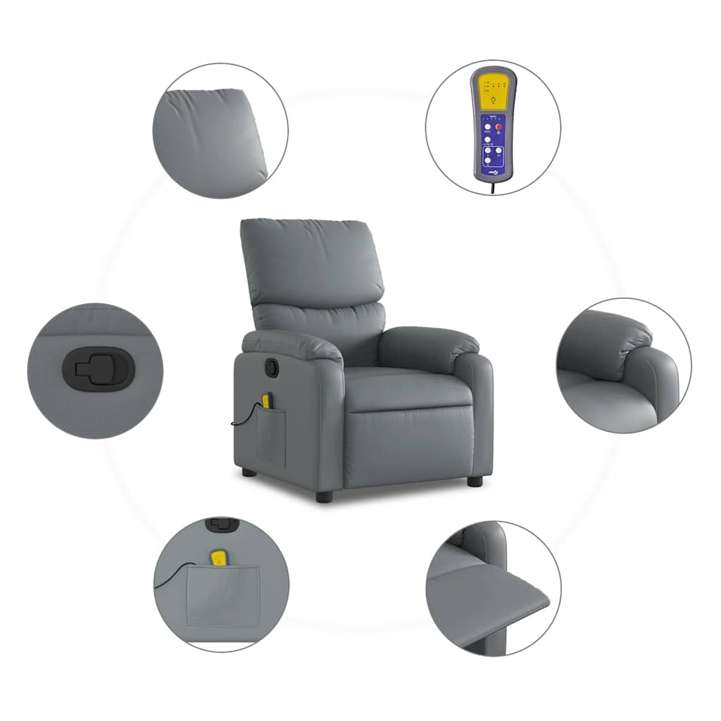 Massagesessel Relaxsessel Grau Kunstleder