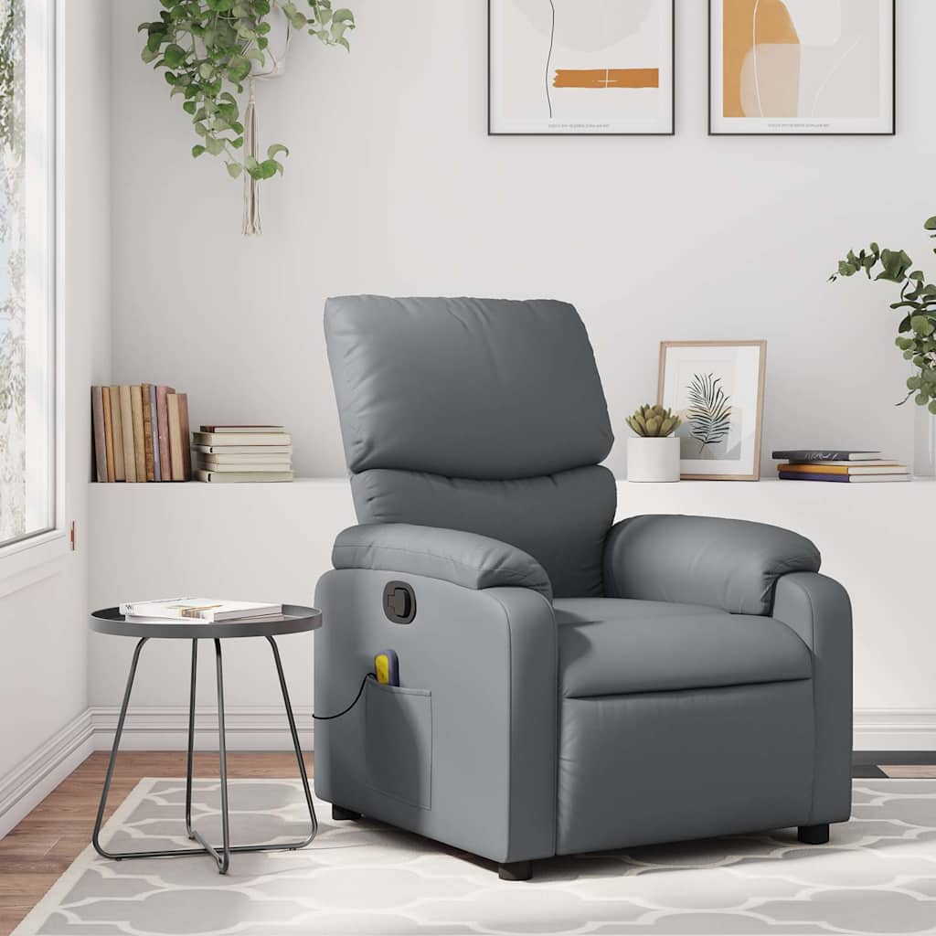 Massagesessel Relaxsessel Grau Kunstleder