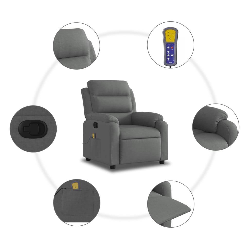 Massage-Relaxsessel, Stoff, Dunkelgrau