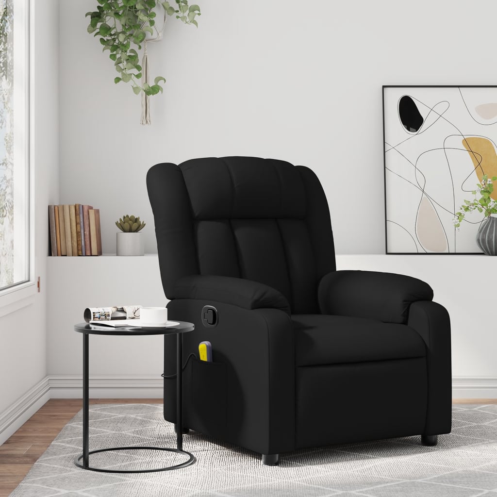 Massage-Relaxsessel, Kunstleder, Schwarz