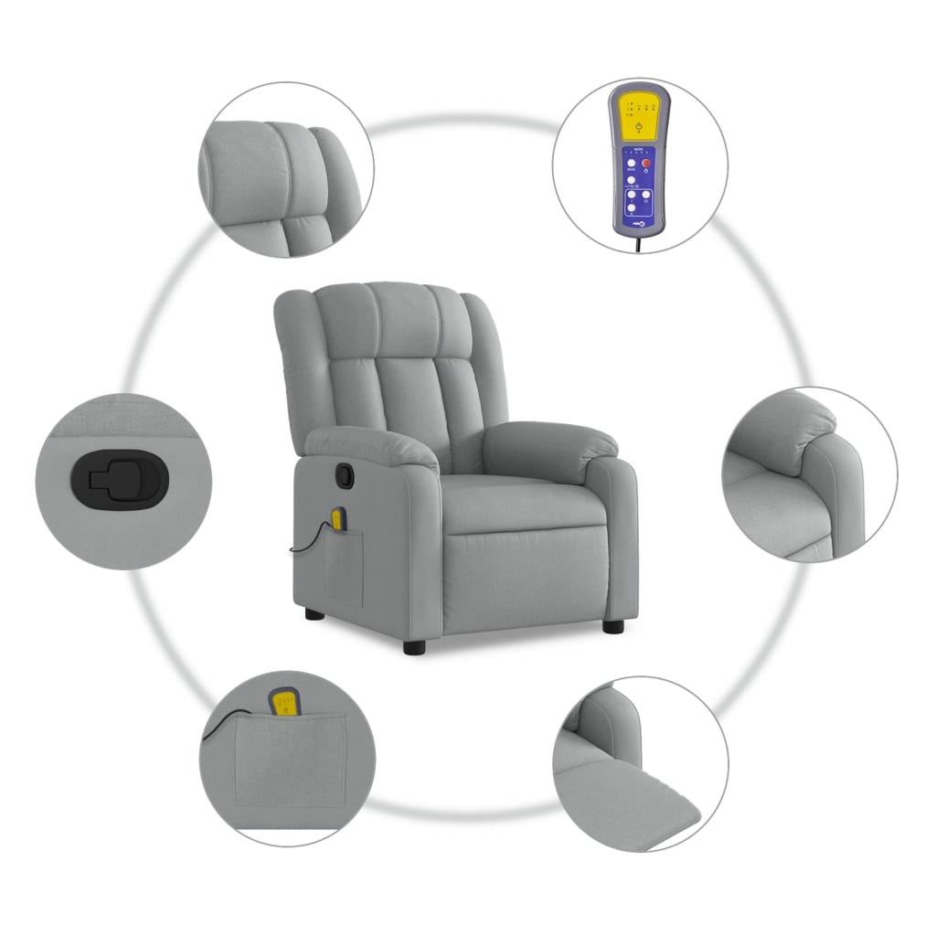 Massage-Relaxsessel, hellgrauer Stoff
