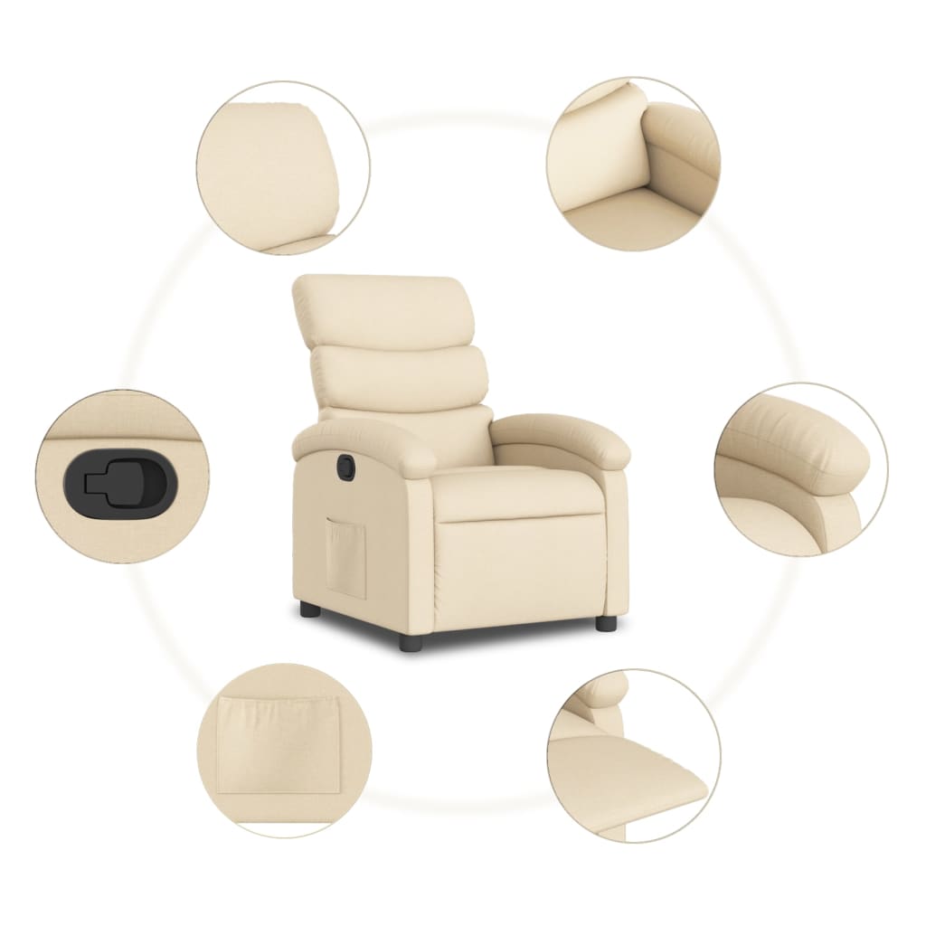 Relaxsessel, cremefarbener Stoff