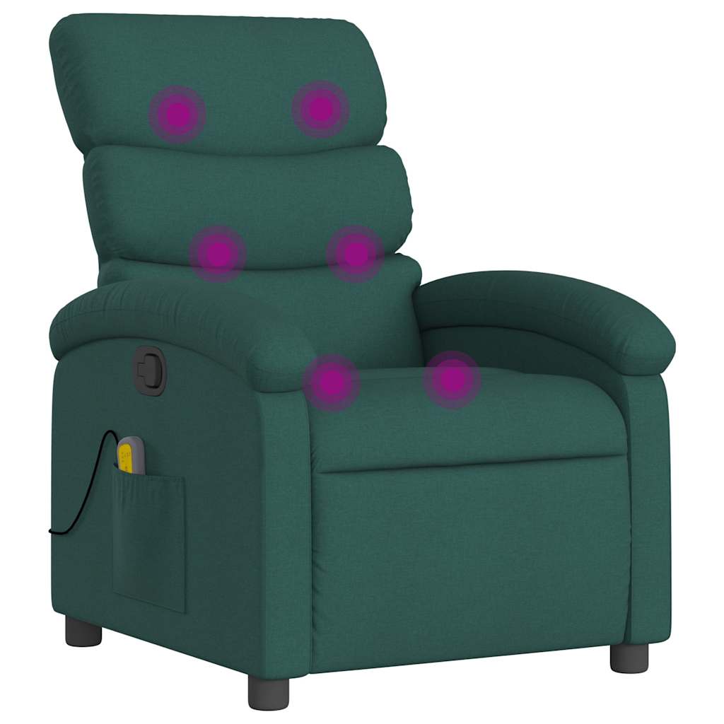 Massage-Relaxsessel, dunkelgrüner Stoff