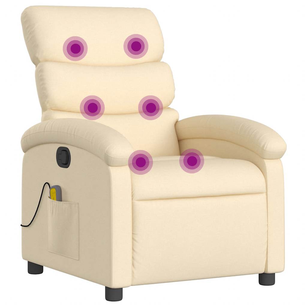 Massage-Relaxsessel, cremefarbener Stoff