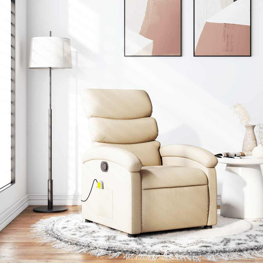 Massage-Relaxsessel, cremefarbener Stoff