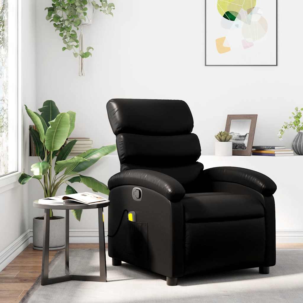 Massage-Relaxsessel, Kunstleder, Schwarz