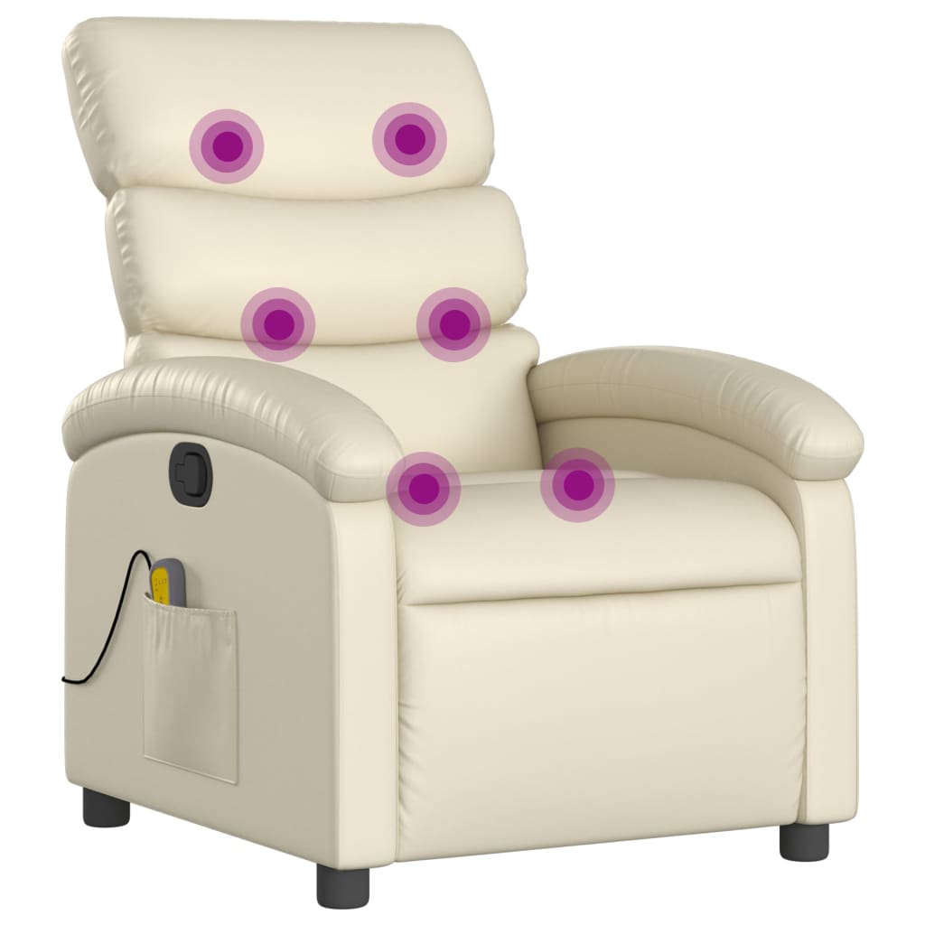 Massagesessel mit Relaxfunktion, Kunstleder, Creme