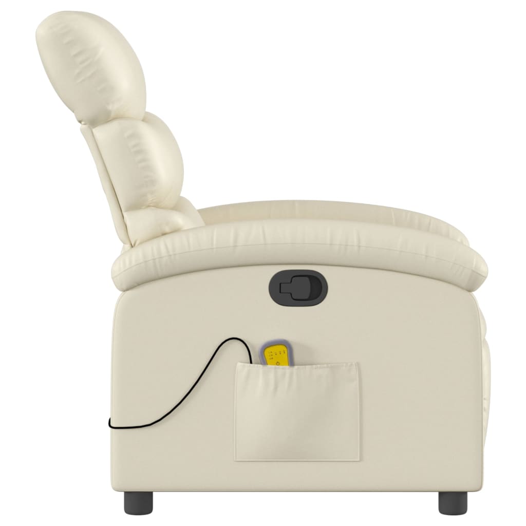 Massagesessel mit Relaxfunktion, Kunstleder, Creme